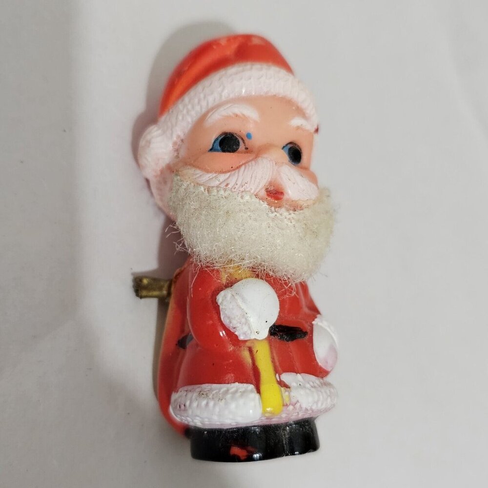 Santa Claus Pin 3" Vintage 1950s Plastic Brooch Christmas Holiday Made In Japan - Picture 3 of 11